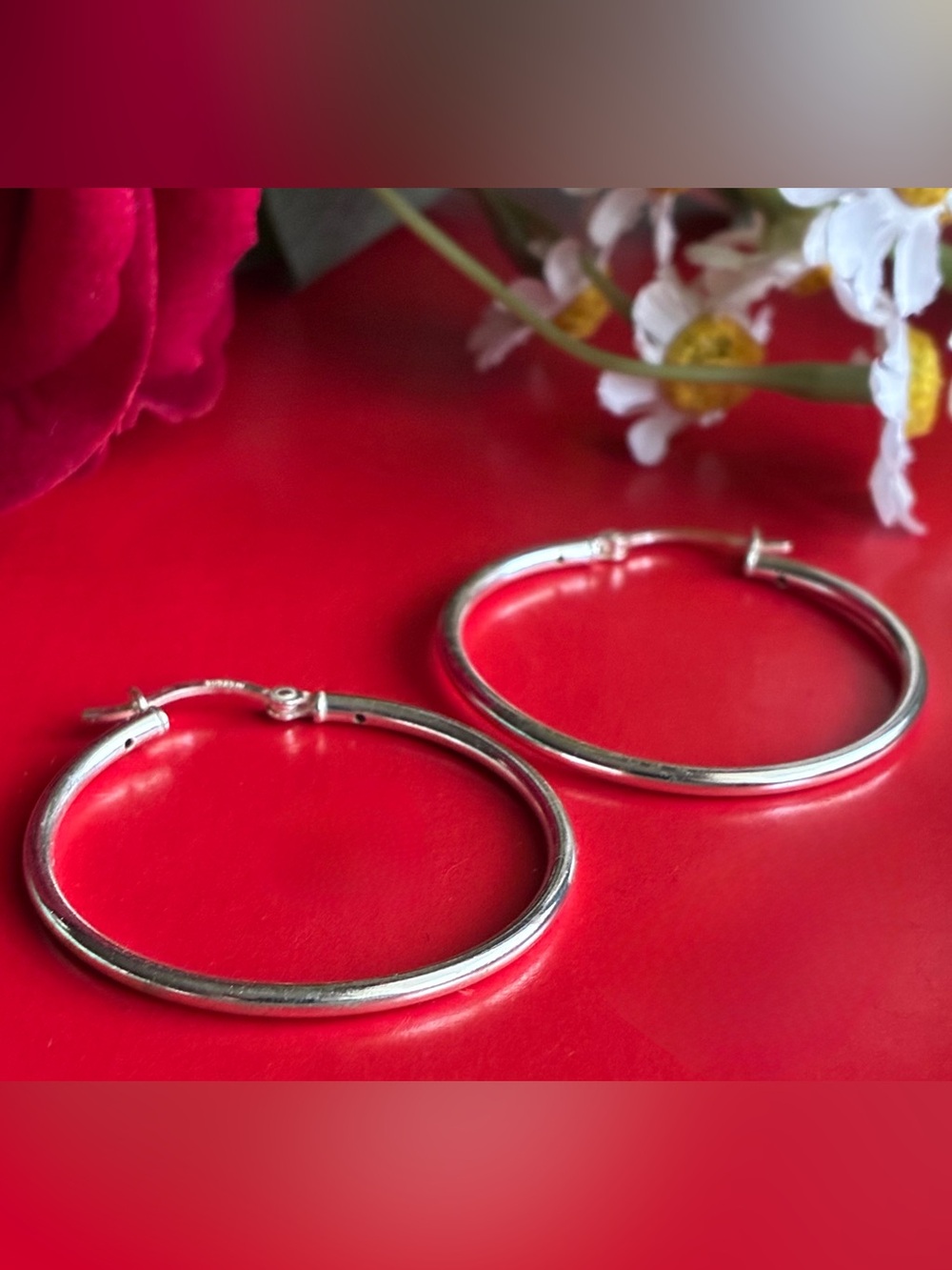 925 Silver Earrings,Polished Silver Hoop Earrings - Elegant Women's Jewelry - Picture 5 of 6